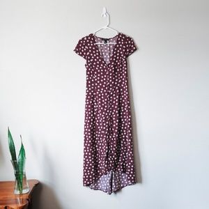 Forever21 Floral Polka dot Button up Midi Dress M